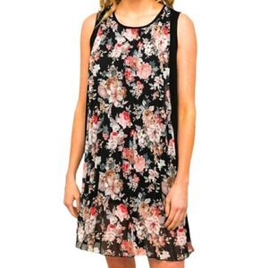 NWT MYSTREE SLEEVELESS FLORAL PLEATED DRESS SZ.M